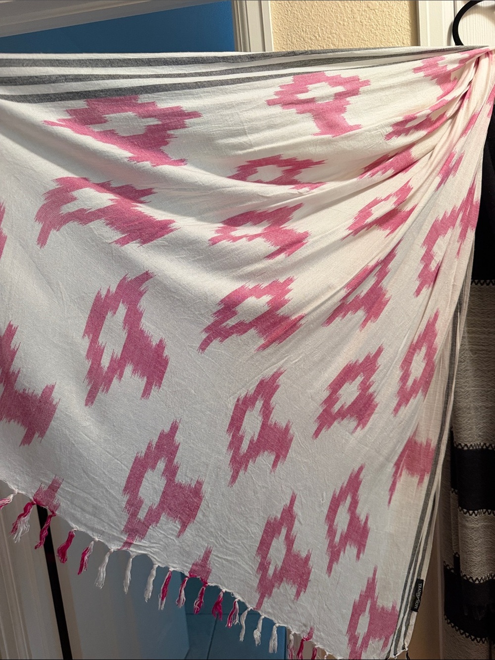 Trades of Hope brand- Pink Ikat Pattern Cotton Scarf Wrap